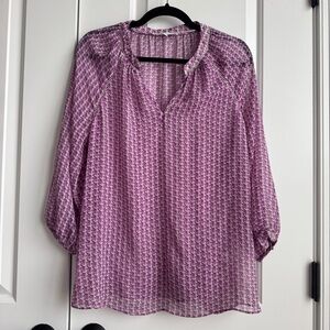 Violet + Claire Purple Floral Pleated Boho Blouse L